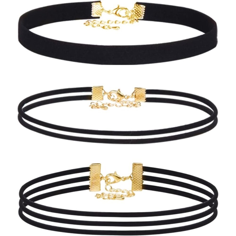 3 Pcs Classic Black Velvet Choker for Women Gothic Punk Classic Choker for Hallo